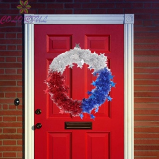 【COLORFUL】Hanging Decor Star Metal Wreath White Flower Frame Plastic Red For Wedding Decor