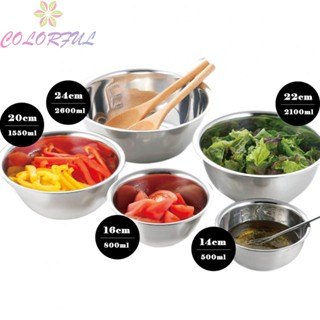 【COLORFUL】Bowls Stackable Travel 5Pcs With Scale Basin Kitchen Large Lightweight