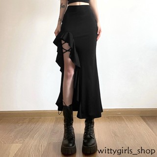 Wittygirls-shop_ กระโปรงผ่าข้าง เซ็กซี่ แฟชั่นฤดูร้อน สําหรับผู้หญิง