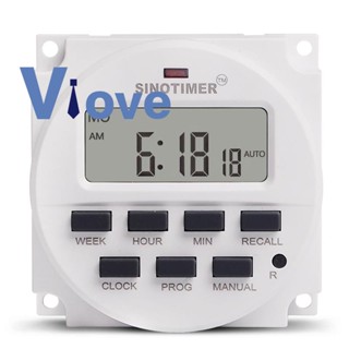 Sinotimer สวิตช์ตั้งเวลาดิจิทัล LCD 12V DC 7 วัน ตั้งโปรแกรมได้ 15.98 นิ้ว TM618N-4