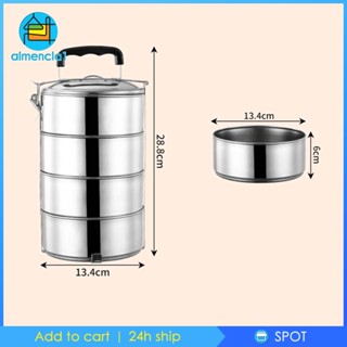 [Almencla1] กล่องอาหารกลางวัน เบนโตะ สเตนเลส กันรั่ว วางซ้อนกันได้ สําหรับไมโครเวฟ กลางแจ้ง สํานักงาน