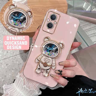 เคส Oppo Reno 7Z เคสโทรศัพท์มือถือ ลายนักบินอวกาศ 3D มีทรายไหล หรูหรา สําหรับ