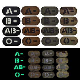 แผ่นสะท้อนแสง IR A- B- AB- O- Blood Type Patch เรืองแสงในที่มืด สําหรับเสื้อผ้า 2.5 * 5 ซม.