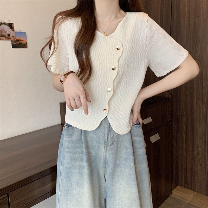 🍒Bee🍒 พลัสขนาดเสื้อผ้าผู้หญิงแขนสั้นใหม่เสื้อยืดผู้หญิงหลวม ๆ แนวโน้มด้านบน🍒(จัดส่ง 24 ชั่วโมง)🍒 - รูปที่ 6