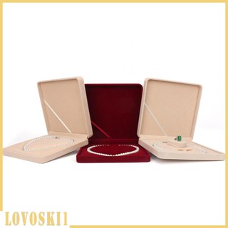 [Lovoski1] กล่องใส่สร้อยคอไข่มุก บุกํามะหยี่ 19x19x4 ซม. ทนทาน