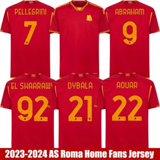 เสื้อยืดกีฬาแขนสั้น ลายทีมชาติฟุตบอล AS Roma YP2 2023-2024 Dybala Shaarawy Aouar Pellegrini Abraham พลัสไซซ์ PY2