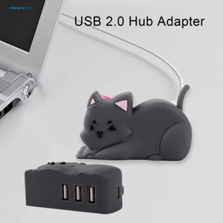 Angeyong อะแดปเตอร์ฮับ Usb รูปแมวดํา น้ําหนักเบา ความเร็วสูง เข้ากันได้กับ Pcs