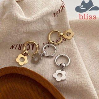 BLISS ต่างหูสตั๊ด โลหะ ทรงกลม ลายดอกไม้ สไตล์เกาหลี เรโทร สําหรับผู้หญิง