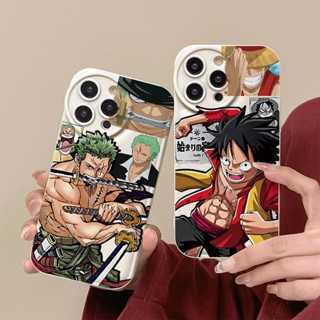 เคสโทรศัพท์มือถือ TPU นิ่ม กันกระแทก ป้องกันกล้อง ลายการ์ตูนอนิเมะ One Piece Luffy Zoro สําหรับ iPhone 14 Pro Max 11 12 13 X XR XS Max 7 8 Plus SE 2022