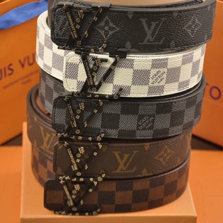 Louis Vuitton เข็มขัดหนัง พิมพ์ลายโลโก้ LV หรูหรา สําหรับผู้ชาย