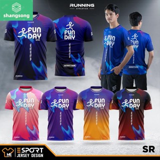 เสื้อกีฬาผู้ชาย ผู้หญิง (SR.06-SR.10) เสื้อพิมพ์ลายทั้งตัว ใส่วิ่ง ออกกำลังกาย เบาสบายระบายอากาศได้ดี shangsong