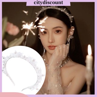 &lt;citydiscount&gt;  ที่คาดผมเจ้าสาว ประดับมุกปลอม คริสตัล ดอกไม้ปลอม หรูหรา สะดุดตา สะดุดตา ตกแต่งงานปาร์ตี้