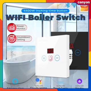 20a Eu/us Tuya Smart Wall Touch Switch พร้อมฟังก์ชั่นตรวจสอบพลังงาน Wifi Boiler Switch สำหรับเครื่องทำน้ำอุ่น เครื่องปรับอากาศ สมาร์ทโฟน App Control รองรับ Voice Control canyon