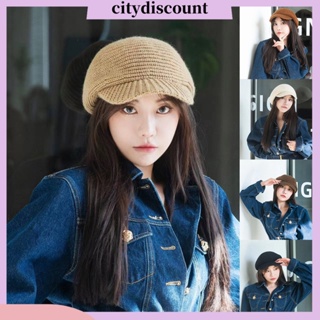 &lt;citydiscount&gt; หมวกถักลําลอง สีพื้น สไตล์อังกฤษ เรโทร คลาสสิก ฤดูใบไม้ร่วง ฤดูหนาว สําหรับผู้หญิง