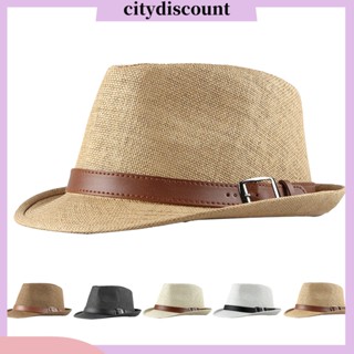 &lt;citydiscount&gt; หมวกฟางกันแดด ระบายอากาศ สไตล์วินเทจ สําหรับผู้ชาย