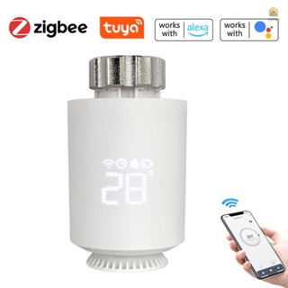 Tuya Zigbee เทอร์โมสตัท วาล์วหม้อน้ํา ควบคุมผ่านแอพโทรศัพท์มือถือ ไร้สาย ทําความร้อน ควบคุมอุณหภูมิ สําหรับ Amazon Alex