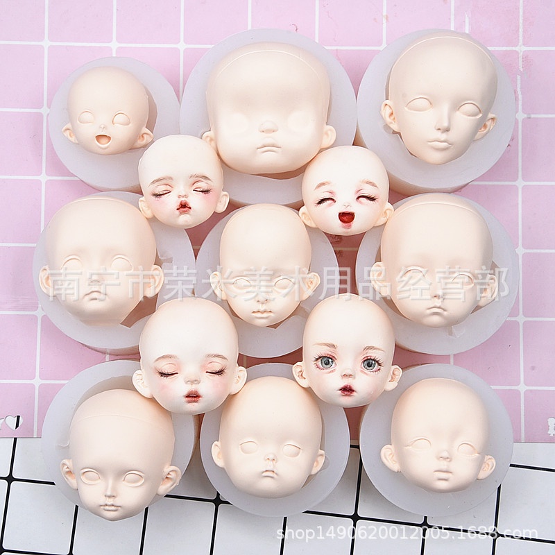 แม่พิมพ์ซิลิโคน รูปการ์ตูนอนิเมะใบหน้าตุ๊กตา 8 จุด สําหรับทําฟองดองท์