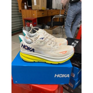 Hoka ONE ONE Clifton 9 Beige green Shock Absorption รองเท้าวิ่ง สําหรับผู้ชาย และผู้หญิง SLNI 2023