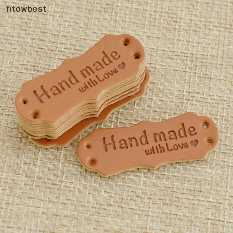 Fbth 50 ชิ้นแท็กหนังทําด้วยมือป้ายรักเย็บหัตถกรรม DIY แท็กถัก QDD