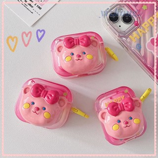 เคสหูฟังบลูทูธ TPU นิ่ม กันกระแทก กันหาย ประดับโบว์ 3D สีชมพู พร้อมแหวนคล้อง สีเหลือง สําหรับ Airpods Pro 2 3 1