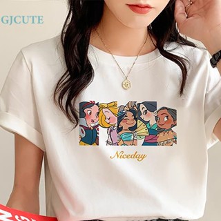 Gjcute เสื้อยืดลําลอง แขนสั้น คอกลม พิมพ์ลายการ์ตูน ทรงหลวม แฟชั่นฤดูร้อน สําหรับสตรี WTD