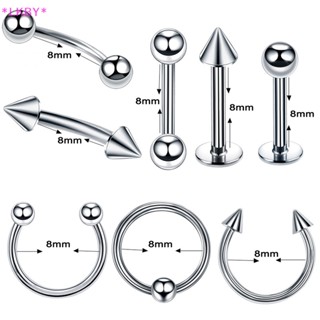 Luckybabys&gt; 8 ชิ้น / เซต สเตนเลส จมูก ปาก แหวน ตาตุ่มหู เกลียว เครื่องประดับร่างกาย ใหม่