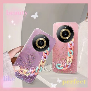 ใหม่ เคสโทรศัพท์มือถือแบบใส แต่งกลิตเตอร์ พร้อมสายโซ่คล้อง สีรุ้ง สําหรับ Realme11Pro+ Realme 11 Pro+ Pro Plus 5G 4G 2023 Realme11 11Pro