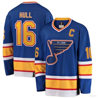 Hq1 NHL ST Louis Blues Jersey Brett Hull เสื้อยืด แขนยาว สีฟ้า พลัสไซซ์ QH1