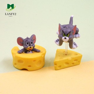 Alanfy โมเดลฟิกเกอร์ Tom And Jerry Cheesecake Cat Jerry Mouse PVC ของเล่นสําหรับเด็ก 4 ชิ้น ต่อชุด