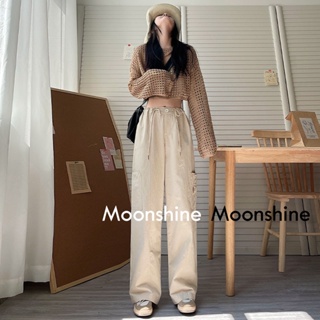 Moon  กางเกงขายาว คาร์โก้ กางเกง เชือกอเมริกันคลาสิค Cargo pants 2023 NEW 071711 ทันสมัย Chic ทันสมัย ins A20M02H 36Z230909