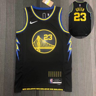 เสื้อกีฬาบาสเก็ตบอล ลาย NBA สีทอง สําหรับผู้ชาย #23 Draymond Green Retro City Edition Swingman Black With The ครบรอบ 75 ปี ประดับเพชร สีเงิน 563721