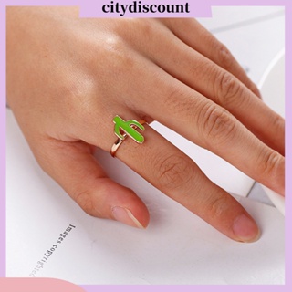 &lt;citydiscount&gt; แหวนนิ้วมือ โลหะผสม ชุบไฟฟ้า ลายการ์ตูนกระบองเพชร ปรับได้ สําหรับผู้หญิง