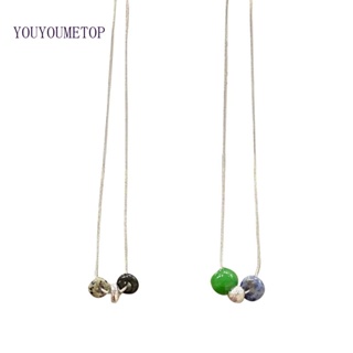 Youyo สร้อยคอลูกปัดหิน สีเงิน หลากสี เครื่องประดับแฟชั่น สําหรับทุกเพศ