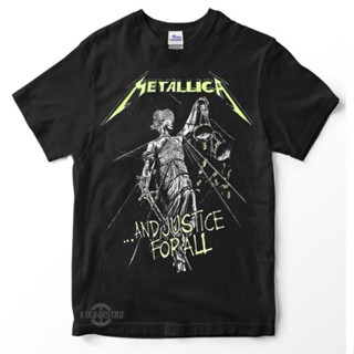 เสื้อยืดคอกลมเสื้อยืดลําลองแขนสั้นพิมพ์ลาย metallica T-Shirt 5 AND JUSTICE FOR ALL / Premium Tshirt สีเมทัลลิกา / hnm un