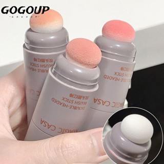 Gogoup บลัชออน แบบแท่ง พร้อมฟองน้ํา ขยาย หดสี เครื่องมือแต่งหน้า หน้าขาวดํา ธรรมชาติ ติดทนนาน เครื่องมือแต่งหน้า บลัชออน ความงาม ไม้กายสิทธิ์