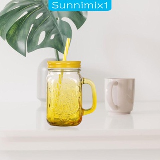 [Sunnimix1] ชุดขวดแก้วใส่เครื่องดื่ม ความจุขนาดใหญ่ แบบพกพา 500 มล. สําหรับน้ําผลไม้ สมูทตี้ กาแฟ