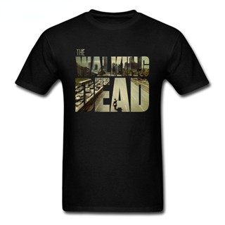 เสื้อยืด พิมพ์ลาย The Walking Dead Movie ขนาดใหญ่ สีดํา สําหรับผู้ชาย ไซซ์ 4XL 5XL 6XL