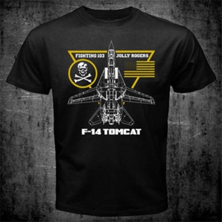 เสื้อยืดแขนสั้น พิมพ์ลาย Tomcat Fighting 103 Jolly Rogers Squadron Aviation ขนาดใหญ่ สร้างสรรค์ สําหรับผู้ชาย F14