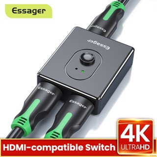 Essager อะแดปเตอร์แปลง HDMI 4K 2.0 HDMI 1x2 2x1 เข้าได้กับกล่องทีวี PS4 HD 2 in 1