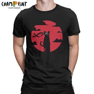 เสื้อยืดแขนสั้น คอกลม ผ้าฝ้าย 100% พิมพ์ลาย Ninja Cat Macre สไตล์คลาสสิก สําหรับผู้ชาย