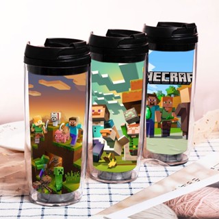 Minecraft แก้วกาแฟ พร้อมฝาปิด แบบพกพา ของขวัญสําหรับเด็ก