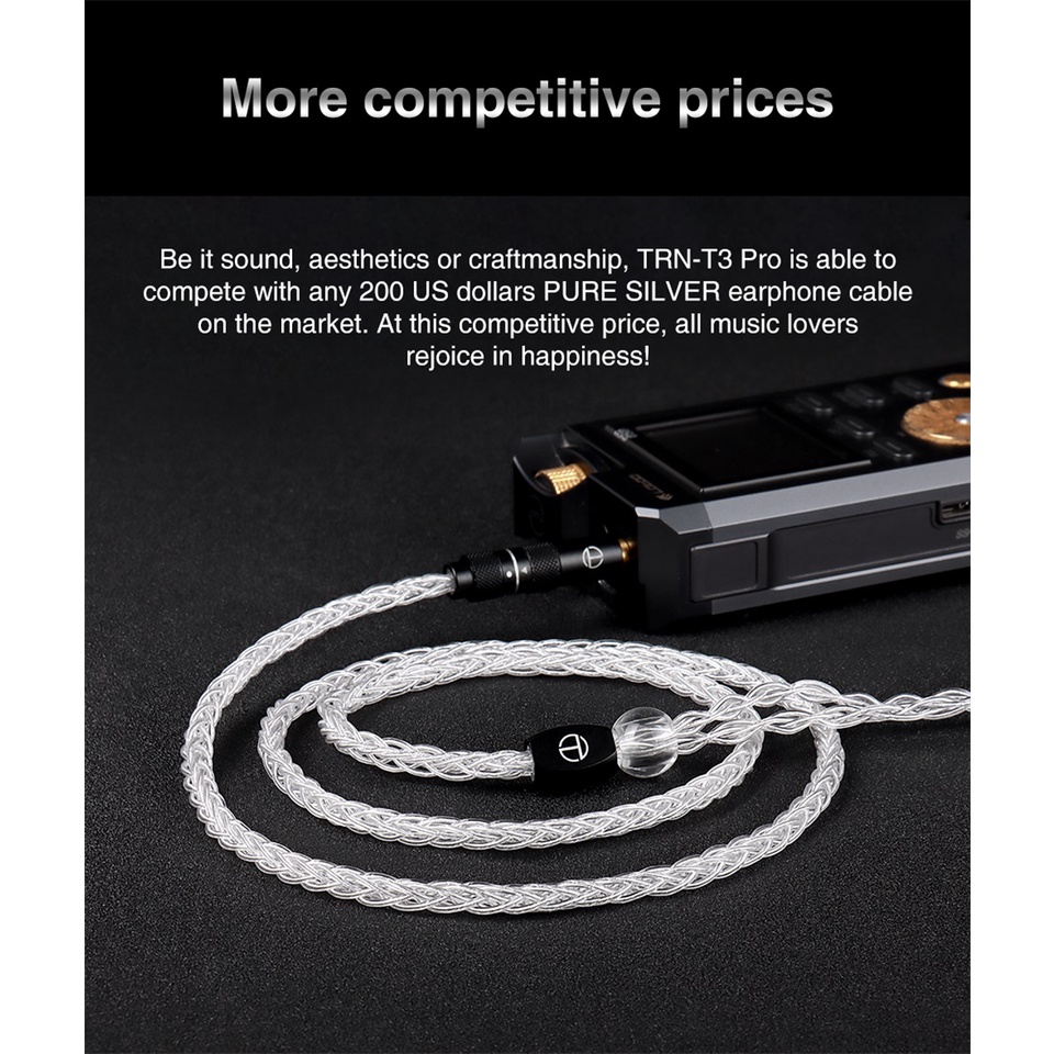 Trn T3 PRO 8 Core สายเคเบิลเงินบริสุทธิ์ 2.5 3.5 4.4 มม. พร้อมตัวเชื่อมต่อ MMCX 2PIN สําหรับ TRN VX PRO V90 MT1