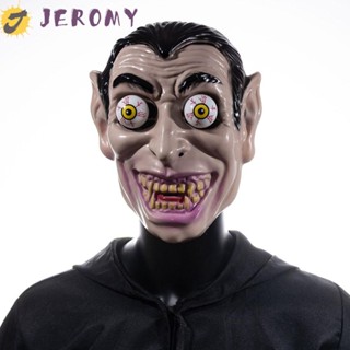 Jeromy หน้ากากพลาสติก รูปหัวกะโหลกผีดิบ น่ากลัว ขยับได้ สําหรับตกแต่งปาร์ตี้ฮาโลวีน