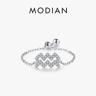 Modian แหวนเงินแท้ 925 ประดับเพทาย ปรับได้ ซ้อนกันได้ เครื่องประดับแฟชั่น สําหรับผู้หญิง