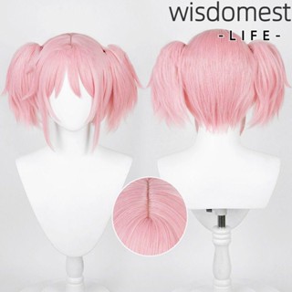 WISDOMEST วิกผมสั้น คอสเพลย์ สีชมพู สําหรับปาร์ตี้ฮาโลวีน DIY