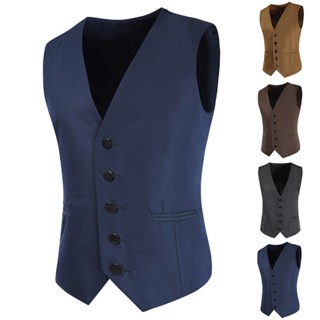 เสื้อกั๊กบุรุษคุณภาพสูง Herringbone Waistcoat Casual Slim Fit เสื้อแขนกุดอย่างเป็นทางการ