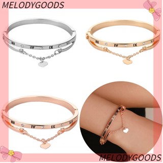 Melodg สร้อยข้อมือห้อยจี้หัวใจ สีโรสโกลด์ เครื่องประดับสําหรับผู้หญิง