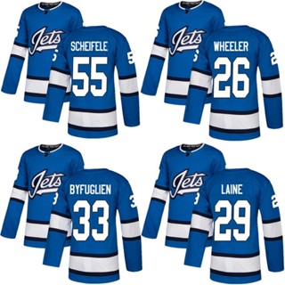 เสื้อกีฬาแขนสั้น ลายทีม Nhl Hockey Jersey Jetsey Jets 26 Wheeler 29 Laine 55 Scheifele