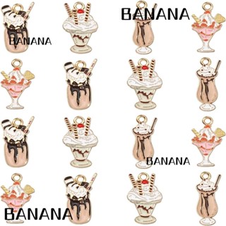 Banana1 จี้ไอศกรีม ช็อกโกแลต ขนมหวาน รูปการ์ตูนมิลค์เชค ขนาดรู 1-1.3 มม. 1.8 มม. 40 ชิ้น