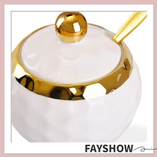 Fay โหลใส่เครื่องเทศ น้ําตาล เซรามิค ขนาด 3.95*3.75 นิ้ว พร้อมฝาปิด สีขาว แฟชั่นทันสมัย